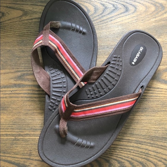 Okabashi Women’s sandals Brown Striped, Flip  Flops - Picture 6 of 6